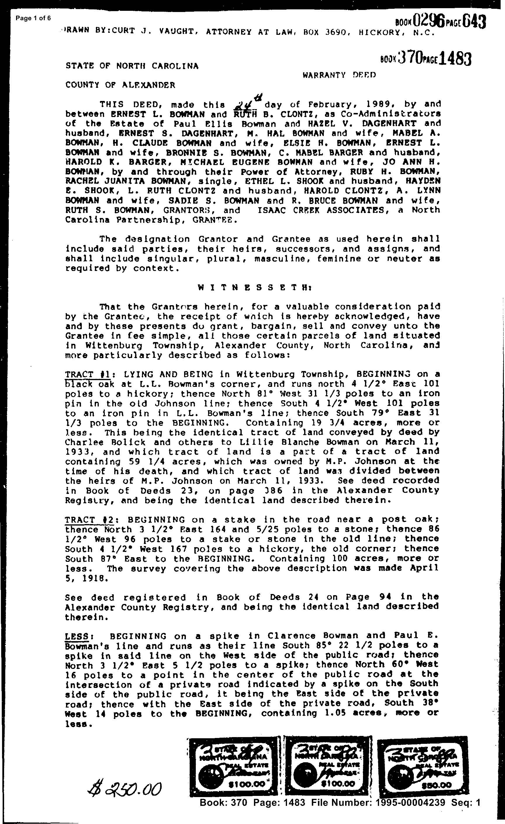 Deed for selling of land